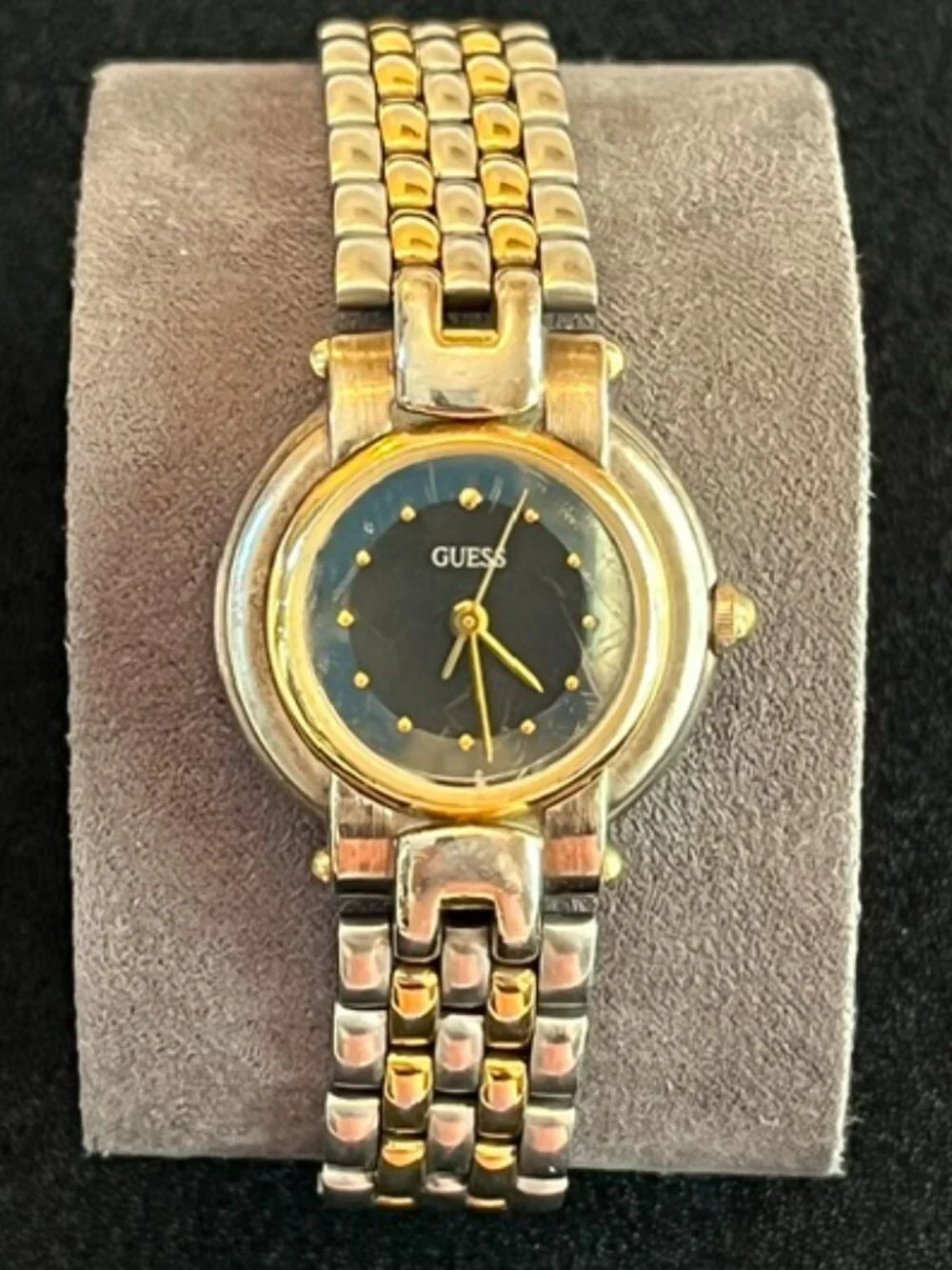 GUESS | Two-tone Bracelet Watch Black Dial Mirrored Edge-NEW Battery